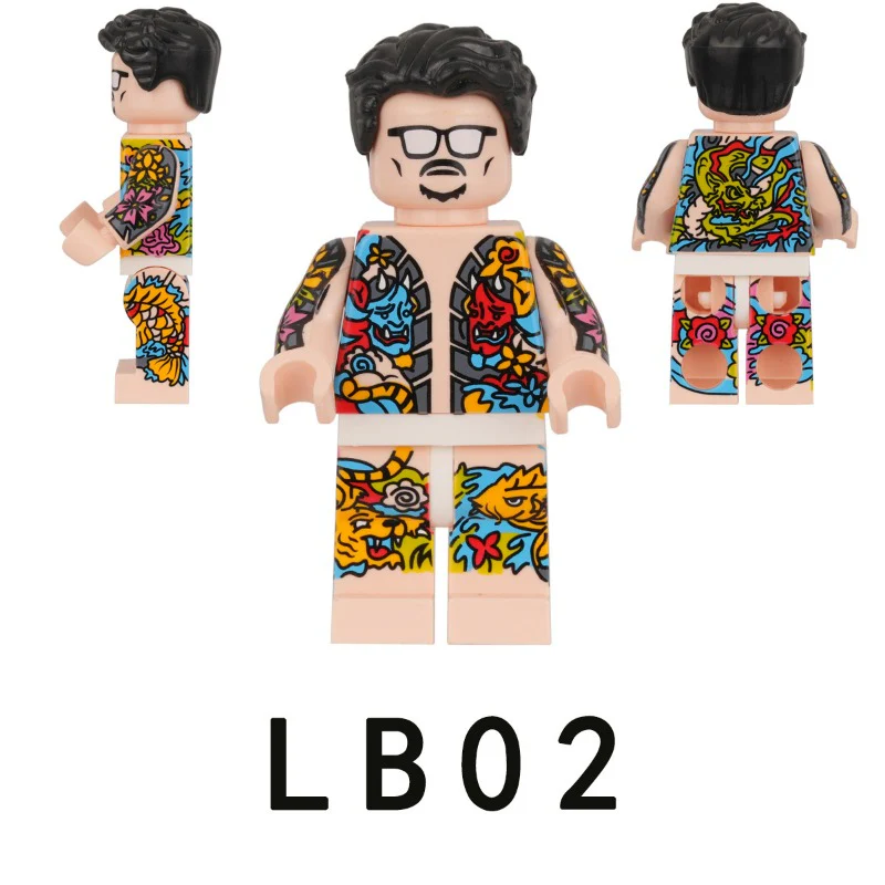 LB01-LB03 Classic Old Flower Trendy Brand Black Gang Tattoo Minifigures - Image 3