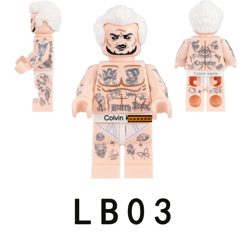 LB01-LB03 Classic Old Flower Trendy Brand Black Gang Tattoo Minifigures - Image 4