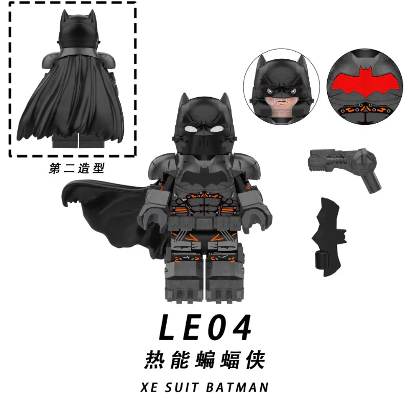 LE04 LE05 LE06 Super Hero Series Black and White Gold Batman Minifigures - Image 2