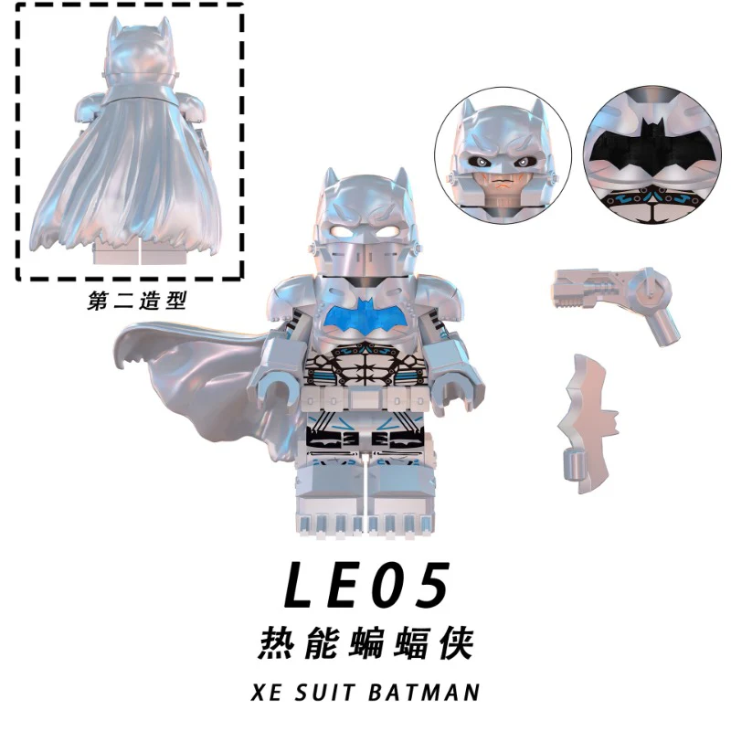 LE04 LE05 LE06 Super Hero Series Black and White Gold Batman Minifigures - Image 3