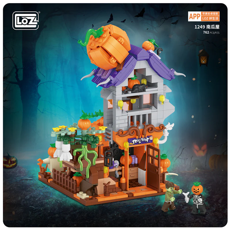 LOZ 1249 Halloween Pumpkin House(Mini Bricks) MINI Bricks - Image 3