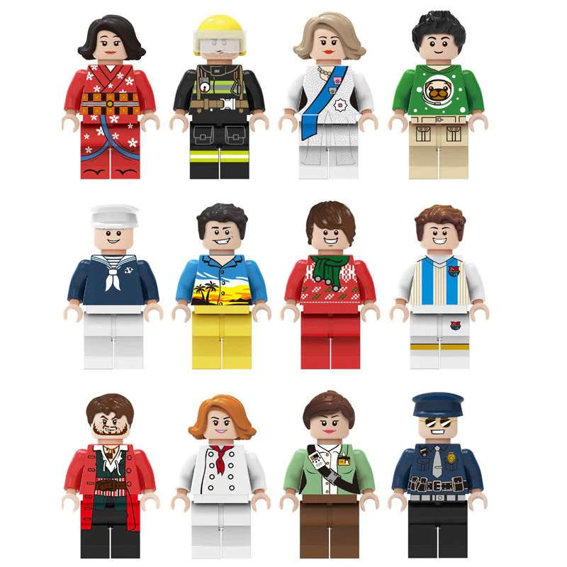 LW005-009 Male Farmer Police Engineer Racer Astronaut Minifigures - Image 4