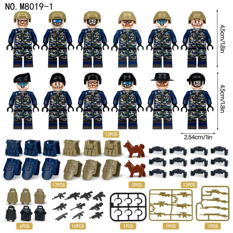 M8019 M8019-1 M8085 M8084 Special Police of Counter-Terrorism Force Minifigures - Image 6