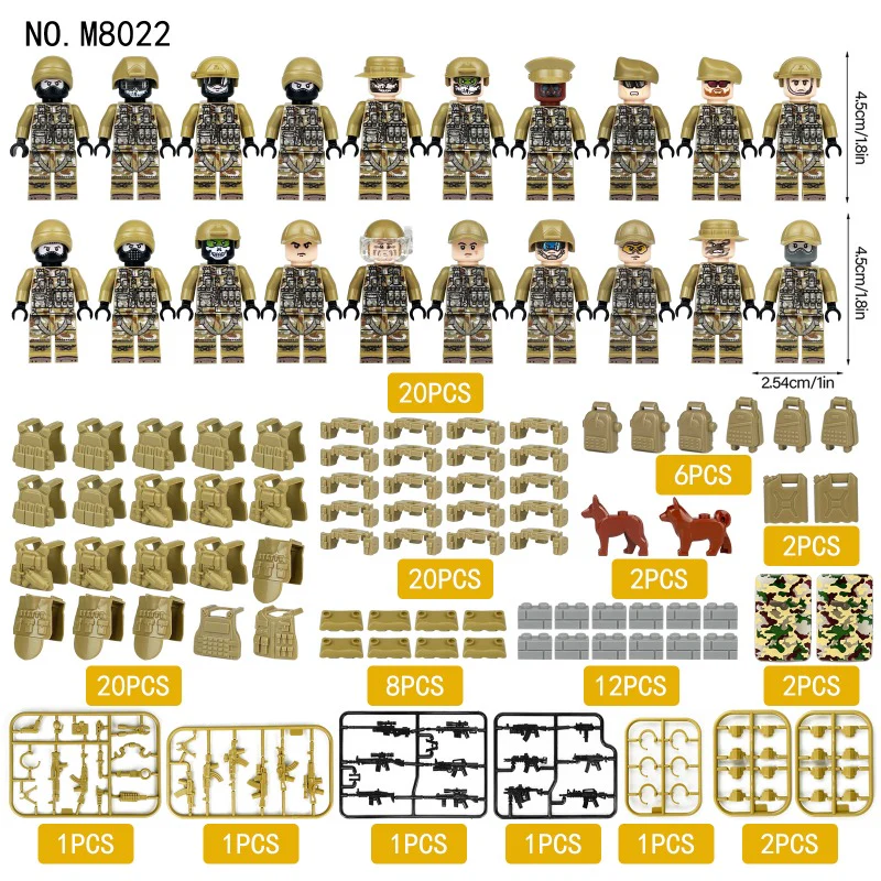 M8022-M1632 Ranger Force military camouflage special forces Minifigures - Image 3
