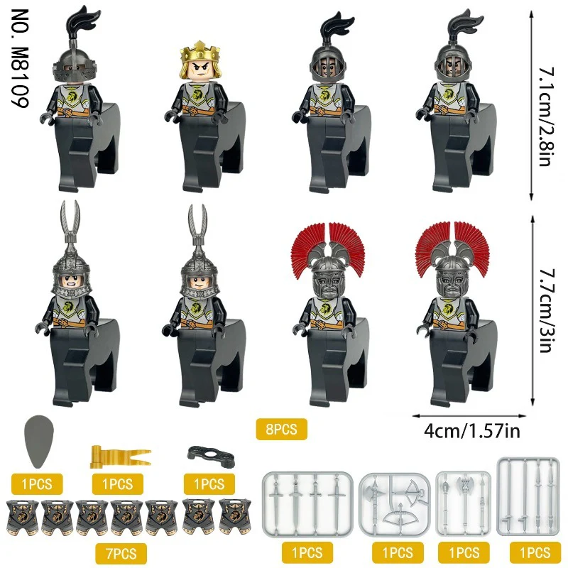 M8108-M8109-M8110-M8111 Medieval Ancient Rome Series Knight Military Castle Minifigures - Image 12
