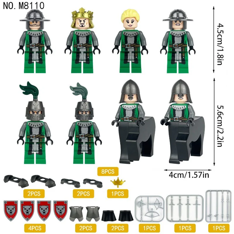 M8108-M8109-M8110-M8111 Medieval Ancient Rome Series Knight Military Castle Minifigures - Image 5