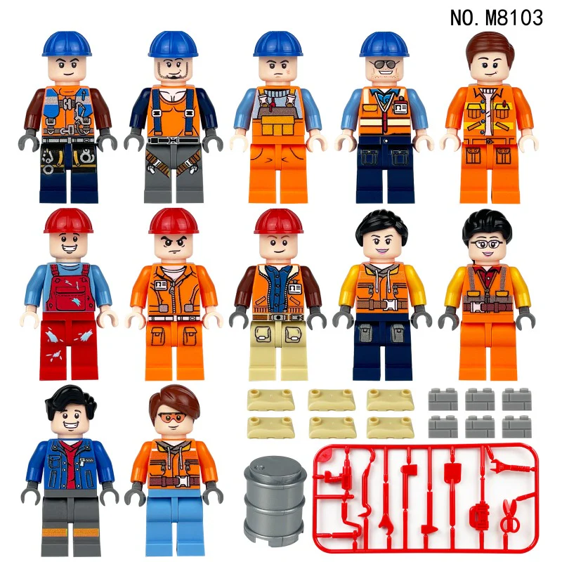M8123 M1815 M8103 M8064 M1816 Urban construction workers minifigures - Image 4