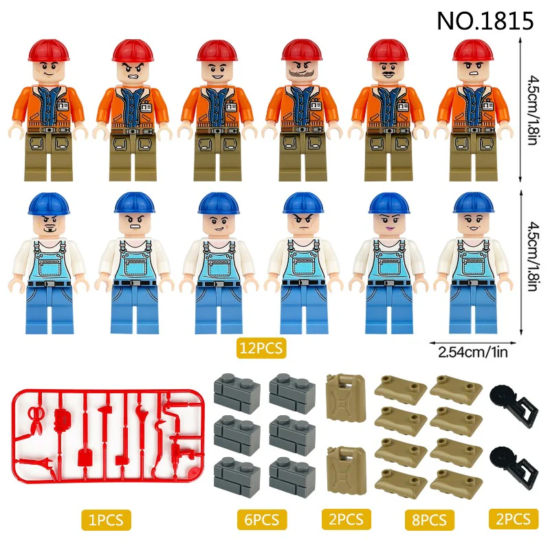 M8123 M1815 M8103 M8064 M1816 Urban construction workers minifigures - Image 7