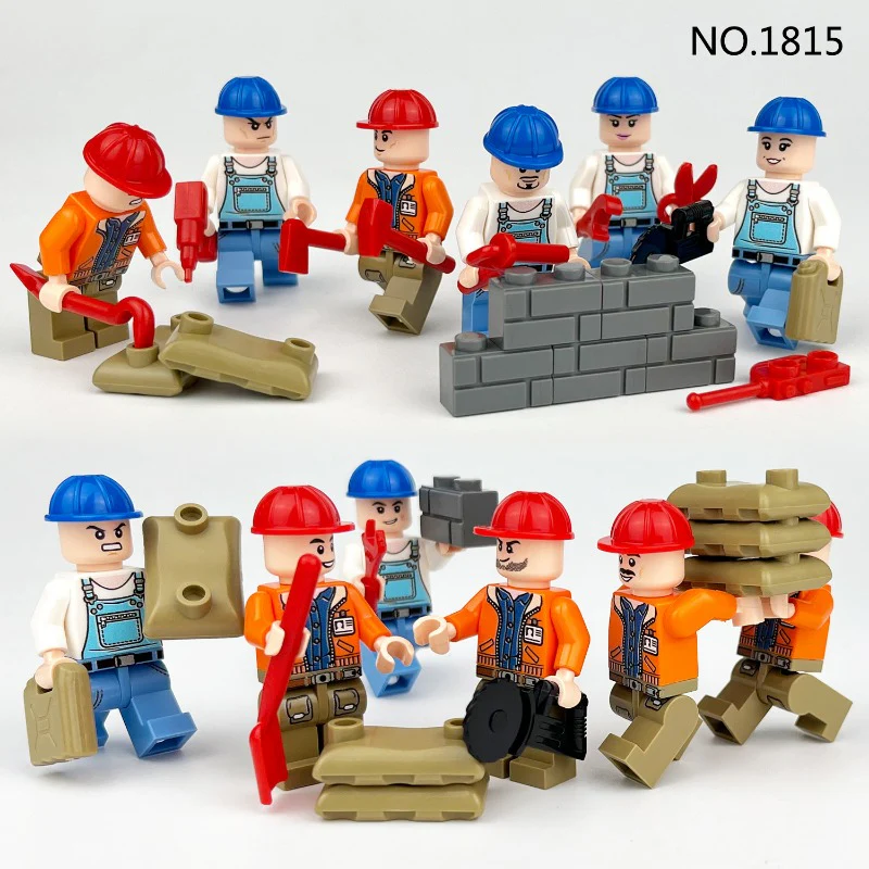 M8123 M1815 M8103 M8064 M1816 Urban construction workers minifigures - Image 8
