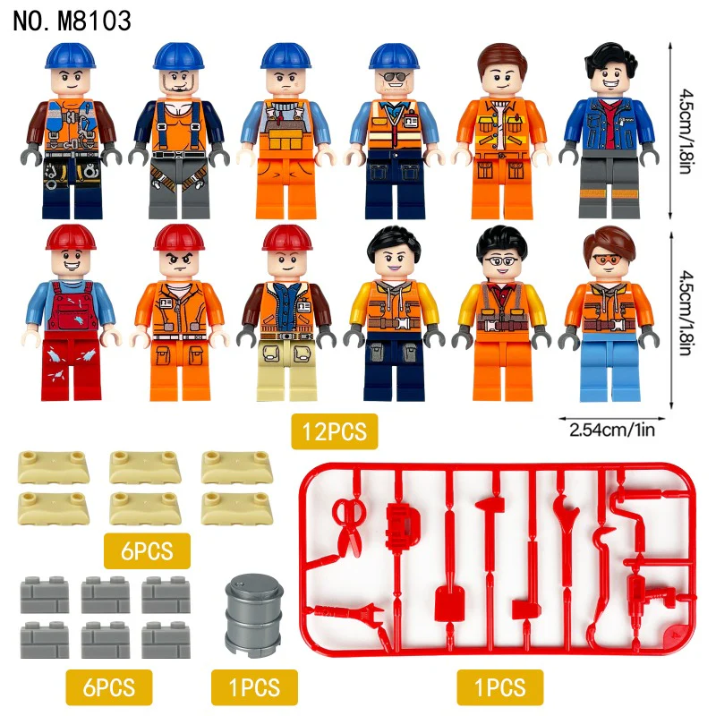 M8123 M1815 M8103 M8064 M1816 Urban construction workers minifigures - Image 9