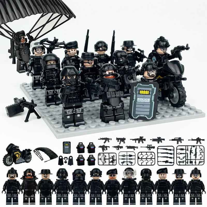 M8162 Russian Special Police Motorcycle Parachute Police Dog Minifigures - Image 2