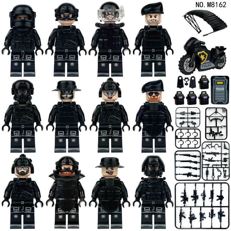 M8162 Russian Special Police Motorcycle Parachute Police Dog Minifigures - Image 3