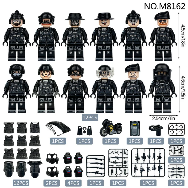 M8162 Russian Special Police Motorcycle Parachute Police Dog Minifigures - Image 4