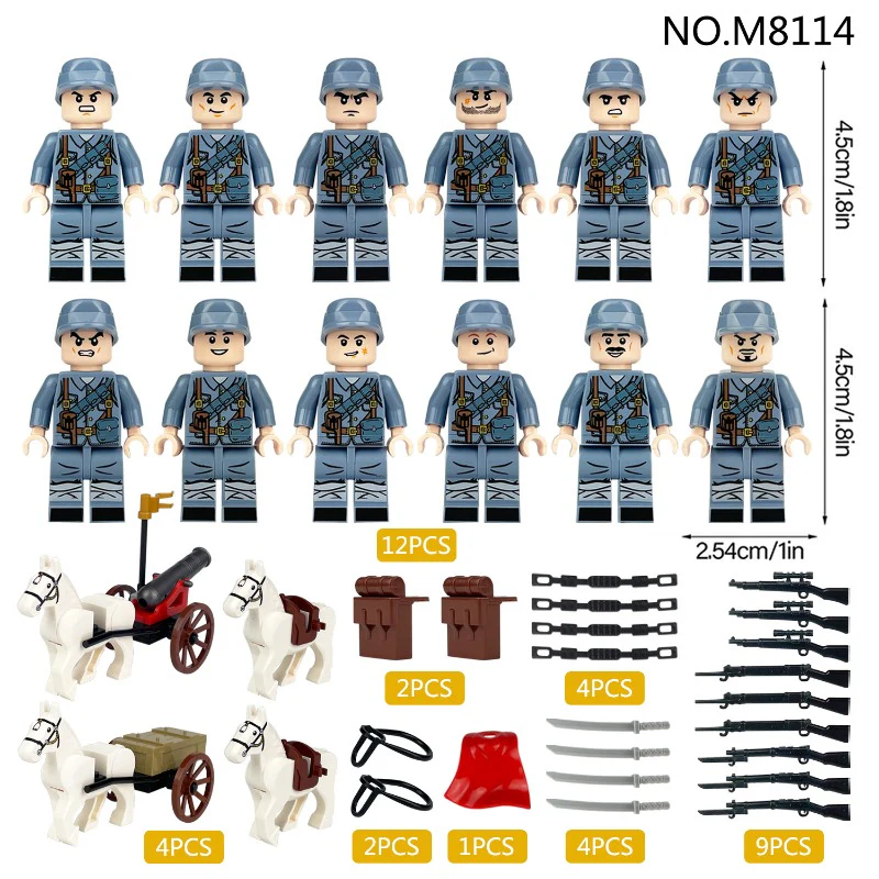 M8181 M8114 Eighth Route Army Carriage Machine Gun Minifigures - Image 3