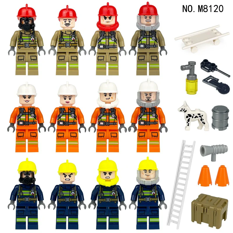 M8253 M8120 80529A Blue Sky Fire and Rescue Team Minifigures - Image 3
