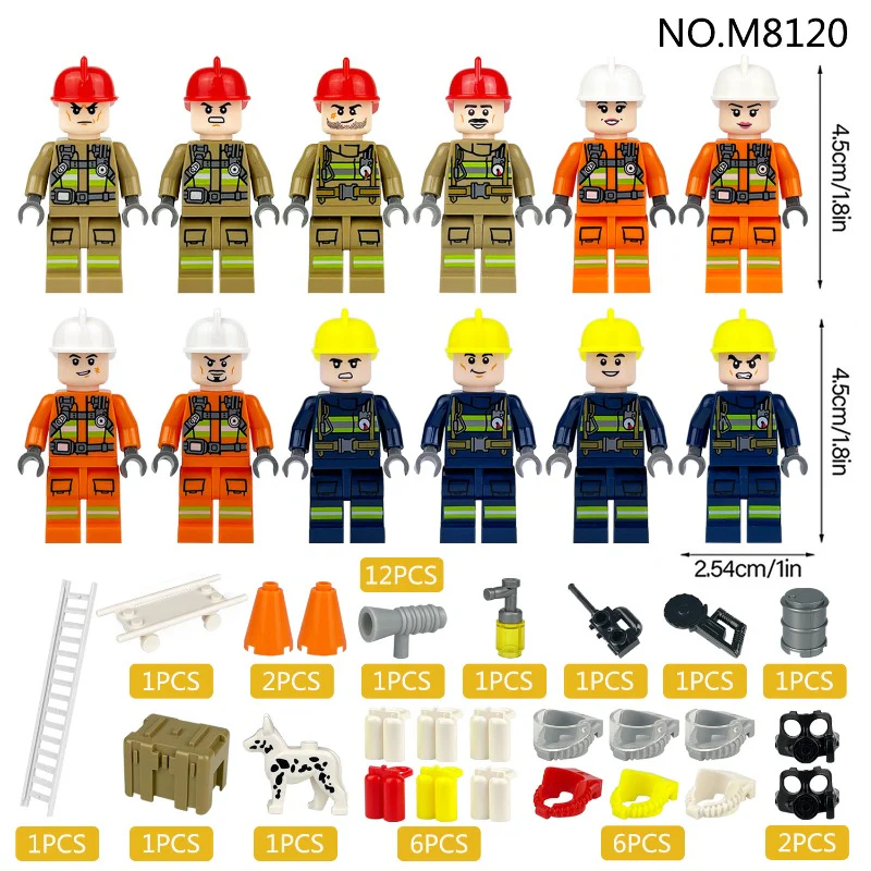 M8253 M8120 80529A Blue Sky Fire and Rescue Team Minifigures - Image 4