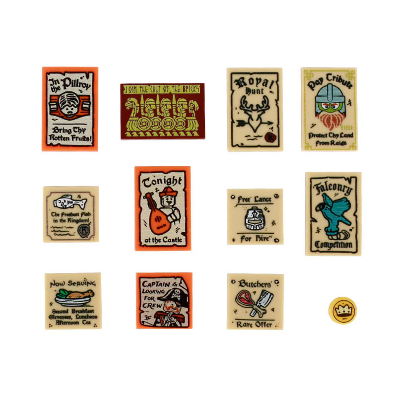Medieval Ancient Rome Signs Road Signs Wood Grain Prints Minifigures Accessories - Image 4