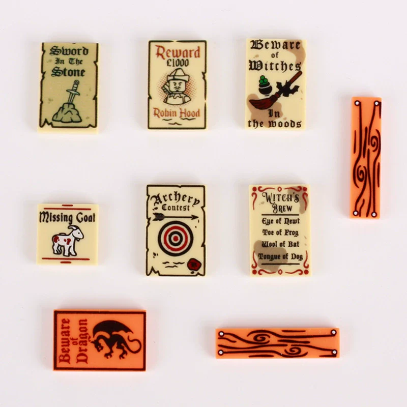 Medieval Ancient Rome Signs Road Signs Wood Grain Prints Minifigures Accessories - Image 5