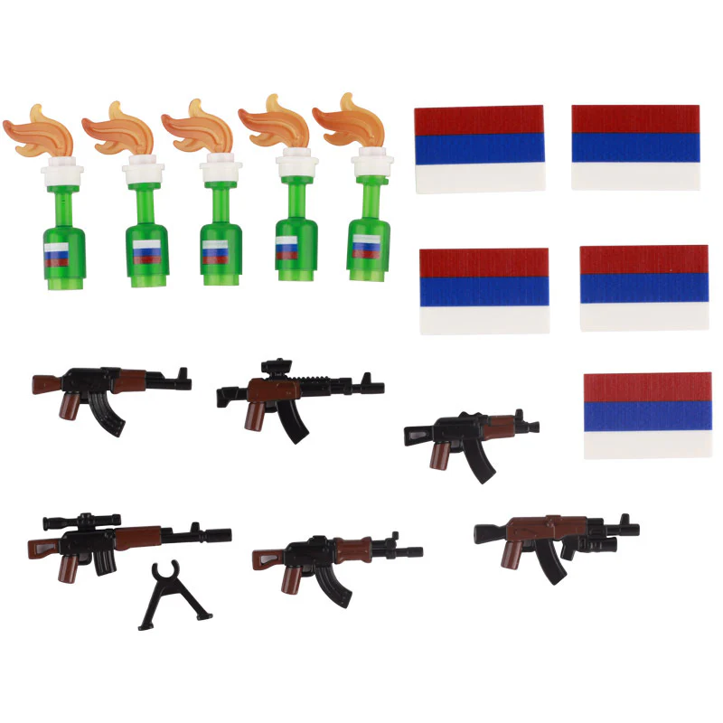 Military Minifigures Soldiers Weapons Accessories Russian Flag Bottle - Image 2