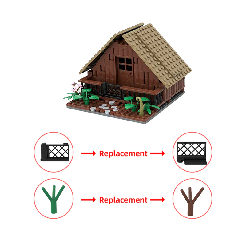 (Gobricks version) MOC-146915 Wooden House (without interior) - Image 4