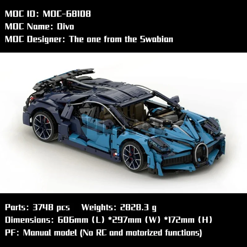 3742pcs Moc-68108 Rambo Divo super sports car static version - Image 13