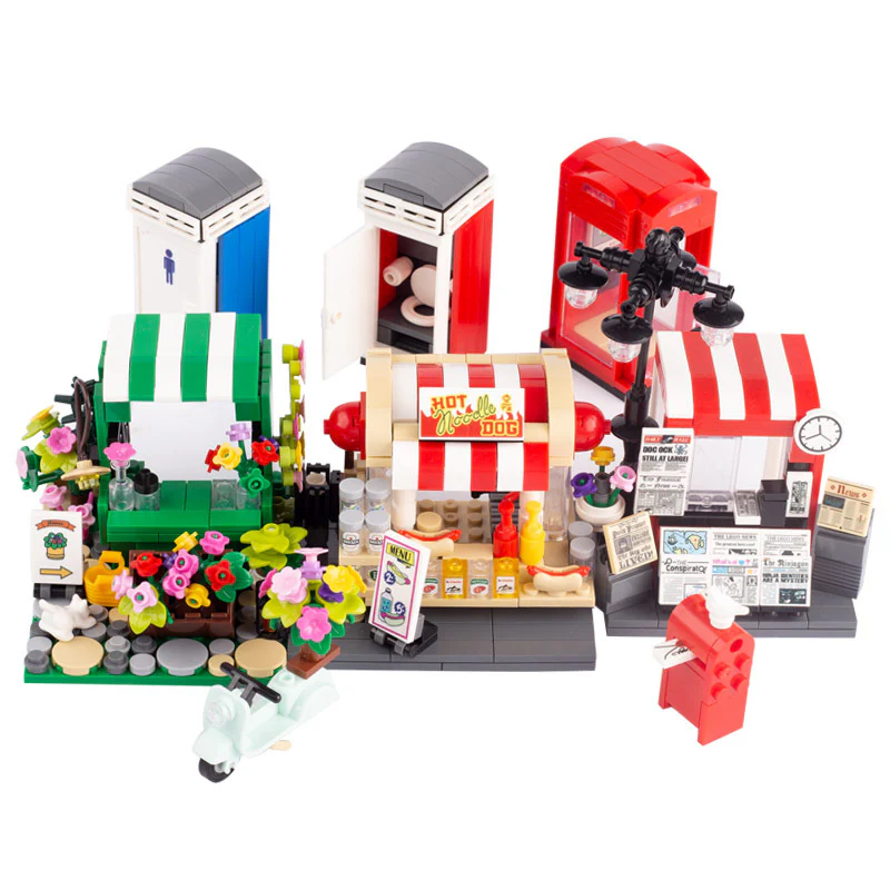 MOC Flower Shop Newsstand Hot Dog Minifigure Scene Accessories - Image 2