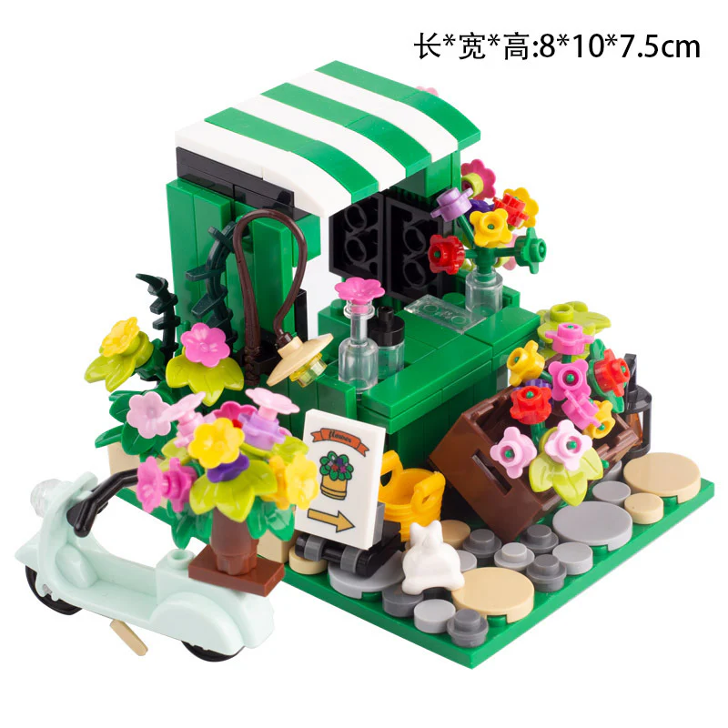 MOC Flower Shop Newsstand Hot Dog Minifigure Scene Accessories - Image 4