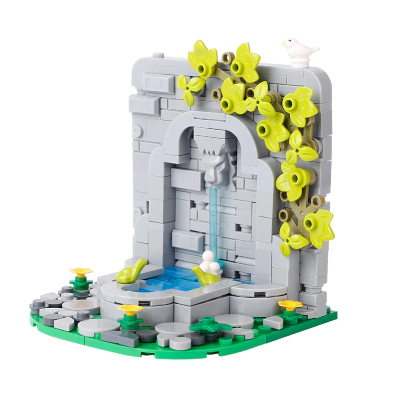 MOC Medieval Castle Scene Building Fountain Garden Pool - Image 2