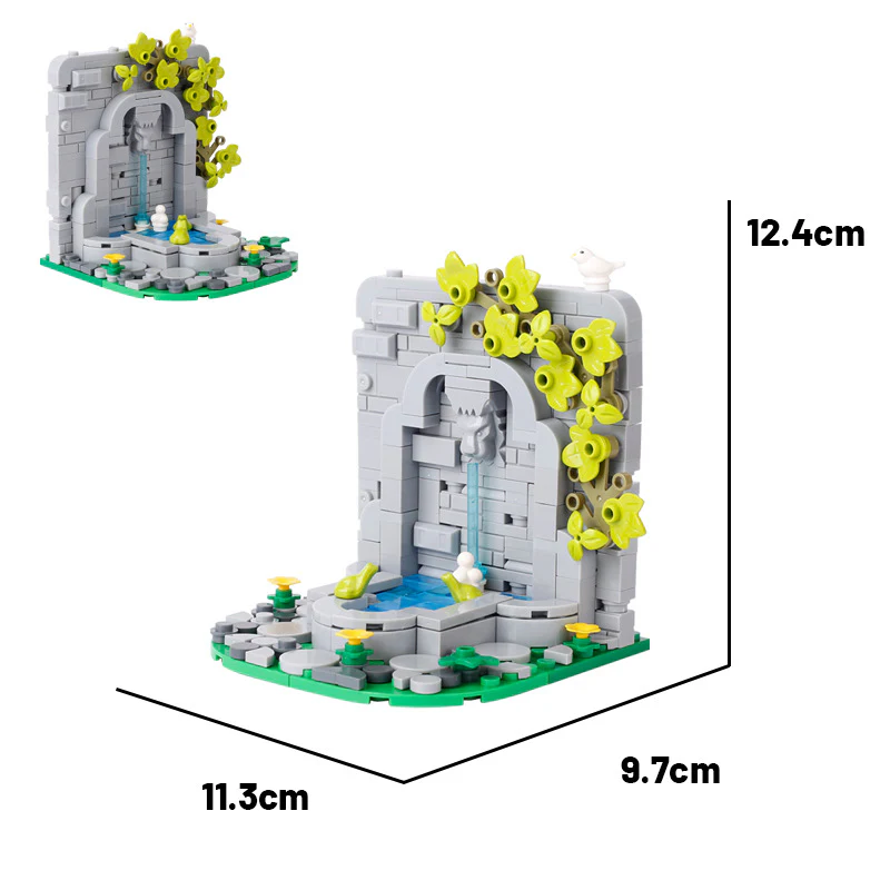 MOC Medieval Castle Scene Building Fountain Garden Pool - Image 3