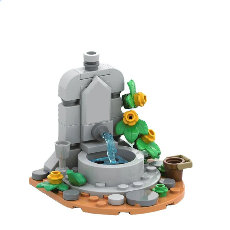MOC mini street scene scene fountain bonfire notice board - Image 3