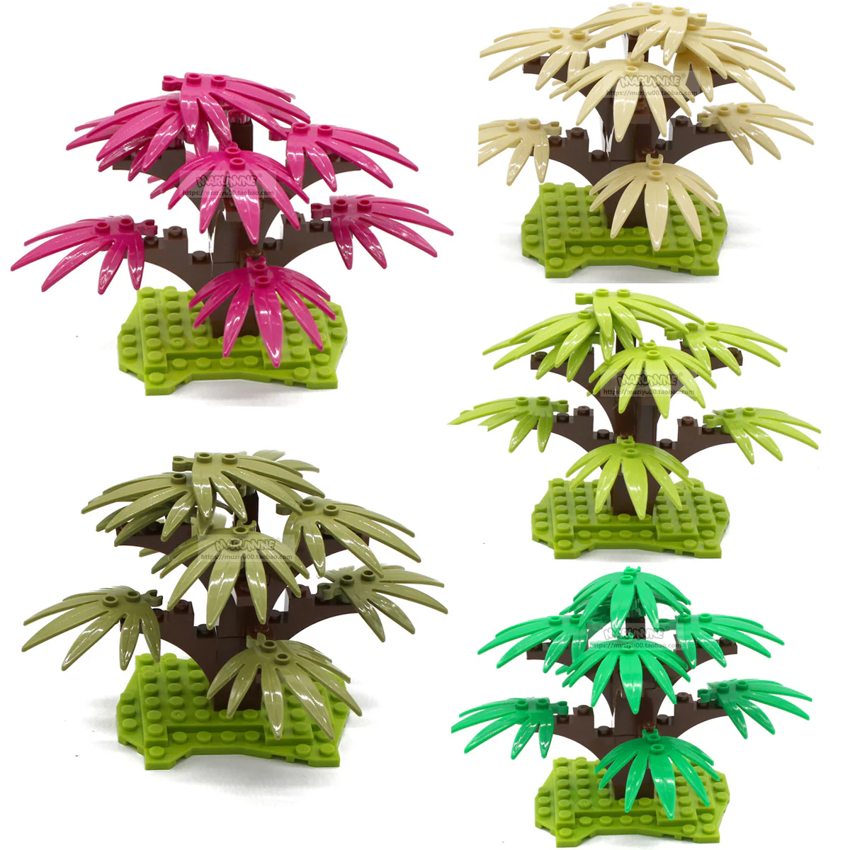 MOC scene plants 21PCS palm tree accessories including base plate 30239 - Image 2