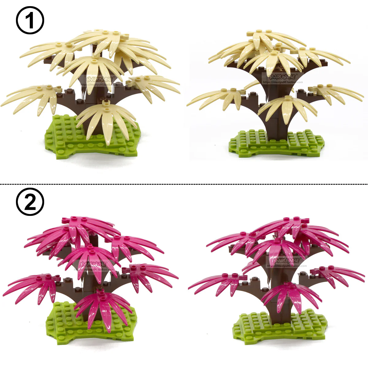 MOC scene plants 21PCS palm tree accessories including base plate 30239 - Image 3
