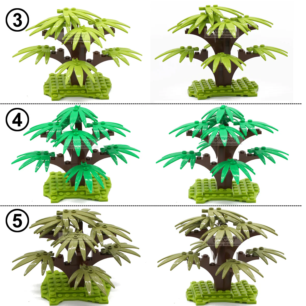 MOC scene plants 21PCS palm tree accessories including base plate 30239 - Image 4