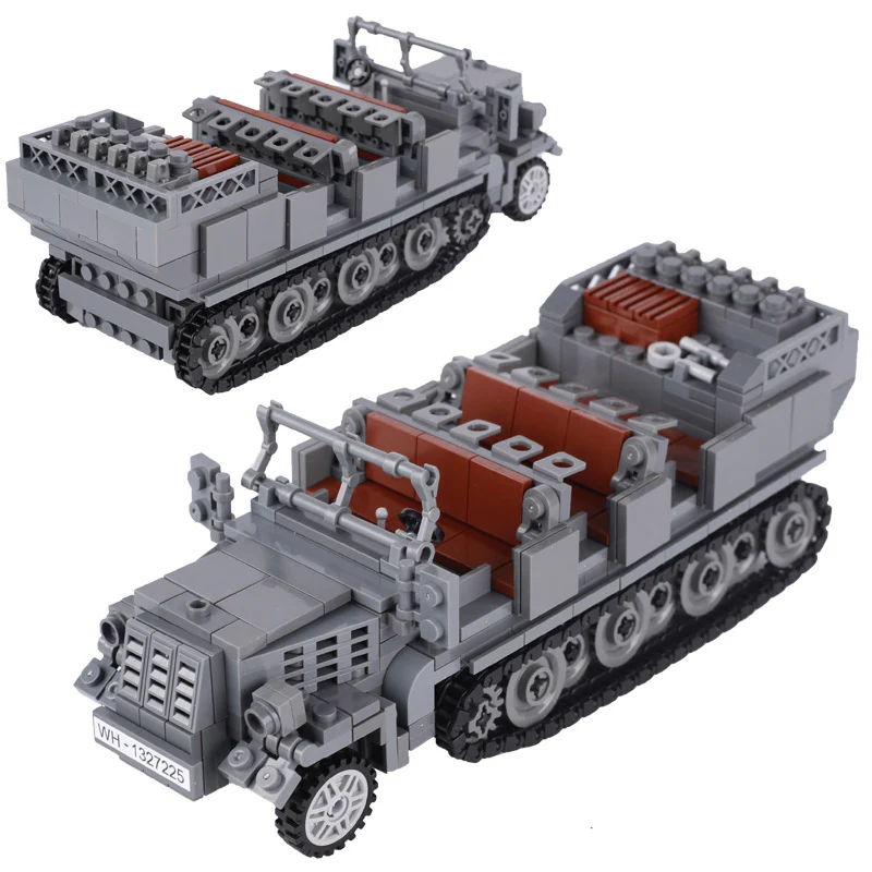 MOC World War II German half-track armored vehicle, North African Tiger tank, military model. - Image 4