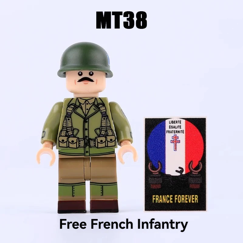 MT36-39 World War II military German, American, British and French naval submarine soldiers Minifigures - Image 4