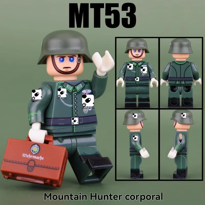 MT52-55 World War II Army Mountain Hunter Corporal, Medic Soldier Minifigures - Image 4