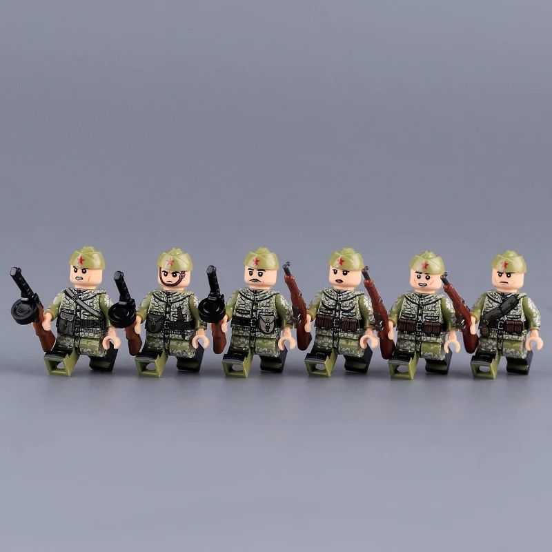 MTUV037-042 Soviet Military War Leaf Camouflage Soldier Minifigures - Image 2