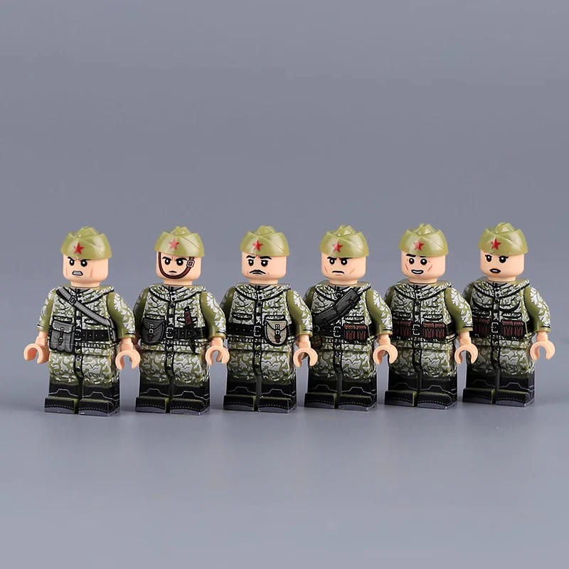 MTUV037-042 Soviet Military War Leaf Camouflage Soldier Minifigures - Image 3