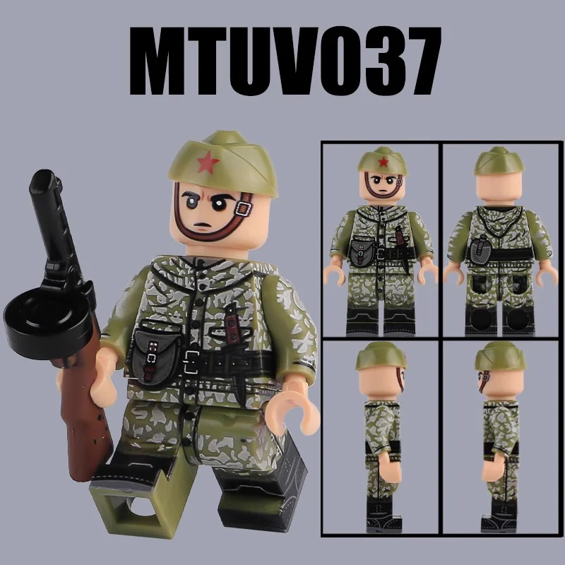 MTUV037-042 Soviet Military War Leaf Camouflage Soldier Minifigures - Image 4