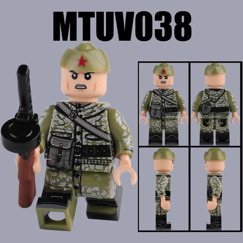 MTUV037-042 Soviet Military War Leaf Camouflage Soldier Minifigures - Image 5