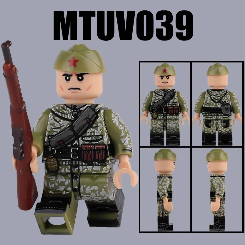 MTUV037-042 Soviet Military War Leaf Camouflage Soldier Minifigures - Image 6