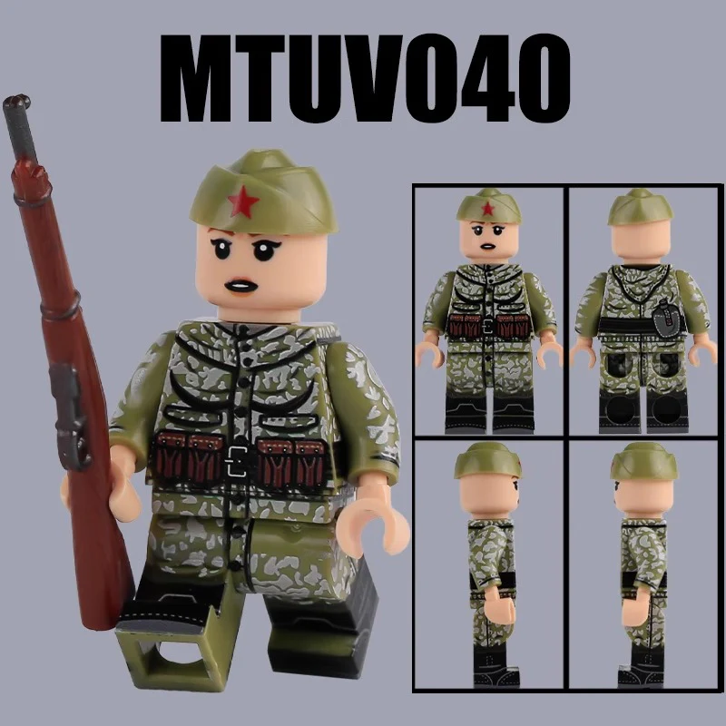 MTUV037-042 Soviet Military War Leaf Camouflage Soldier Minifigures - Image 7
