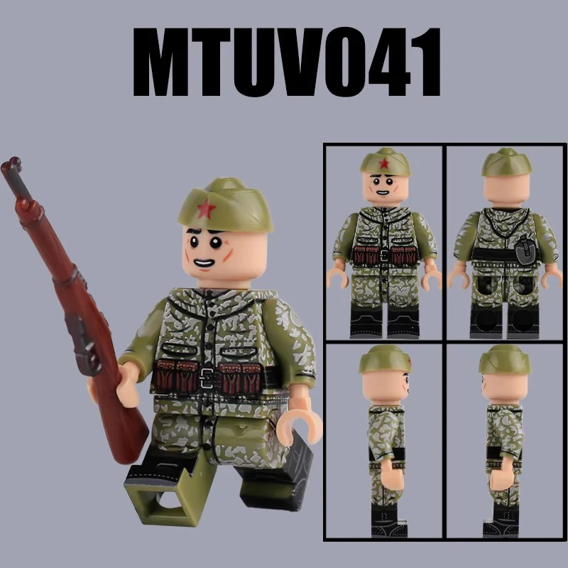 MTUV037-042 Soviet Military War Leaf Camouflage Soldier Minifigures - Image 8