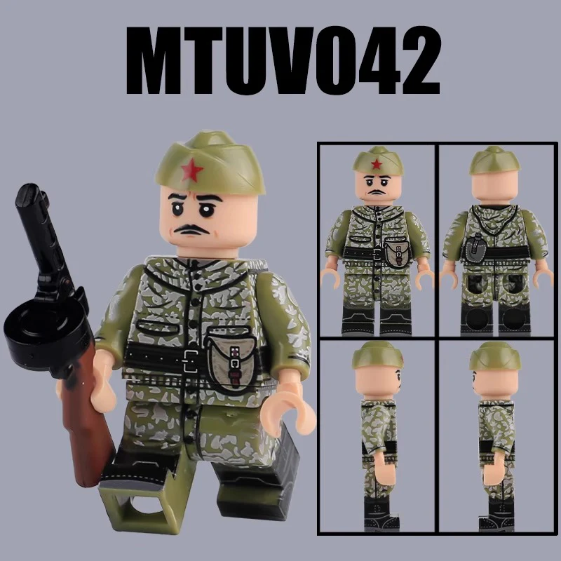 MTUV037-042 Soviet Military War Leaf Camouflage Soldier Minifigures - Image 9