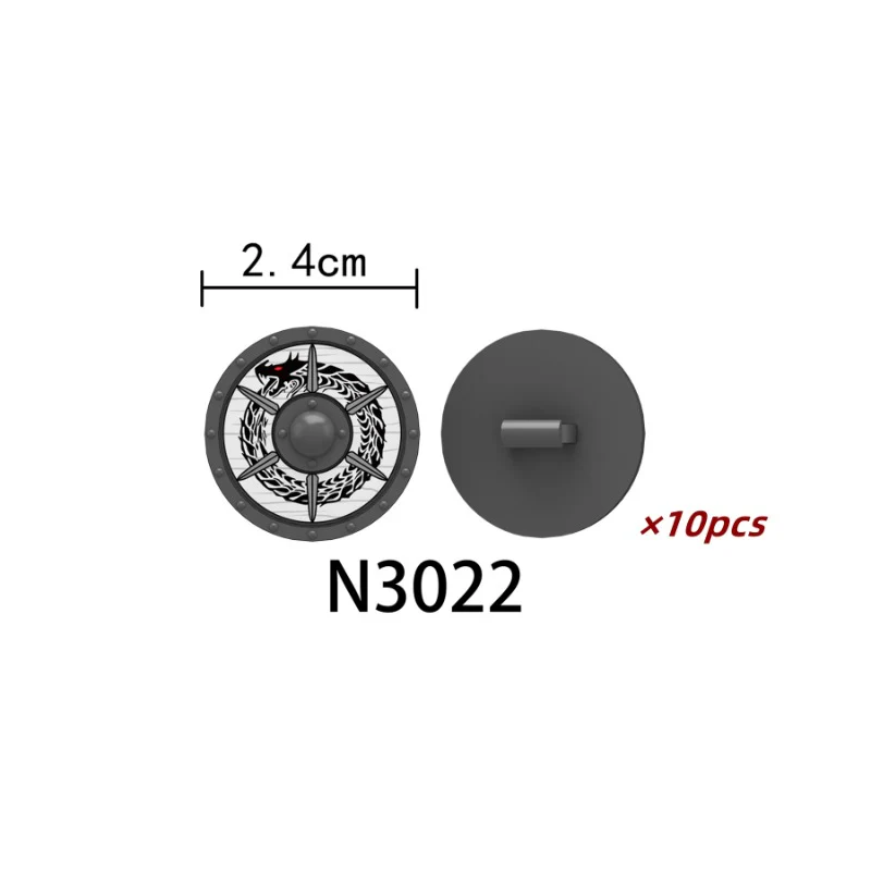 N3021-3024 Medieval Castle Viking Round Shield Minifigures - Image 3