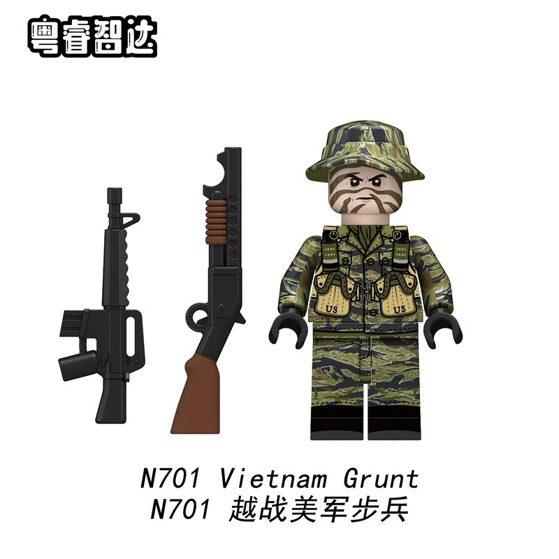 N701-706 Vietnam War series: US troops and Vietnamese infantry minifigures - Image 2