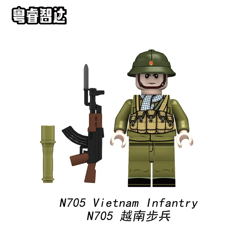N701-706 Vietnam War series: US troops and Vietnamese infantry minifigures - Image 6