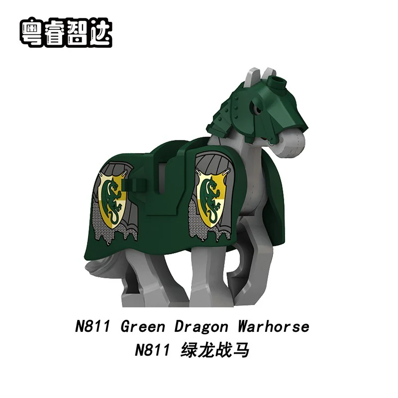 N811-812 Medieval Castle Green Dragon Wolf Knight War Horse Minifigures - Image 2