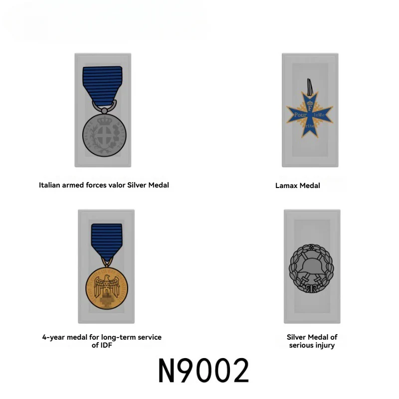 N9002 WWII Soldier Medal 1x2 glossy printed parts Minifigures - Image 2