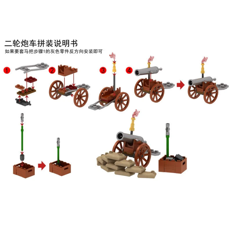 PJ1002-1003 Medieval cannon, two wheeled gun carriage, can be mounted on horses - Image 4